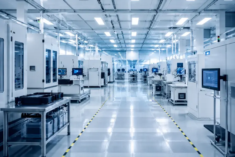 Semiconductor manufacturing equipment in a cleanroom facility