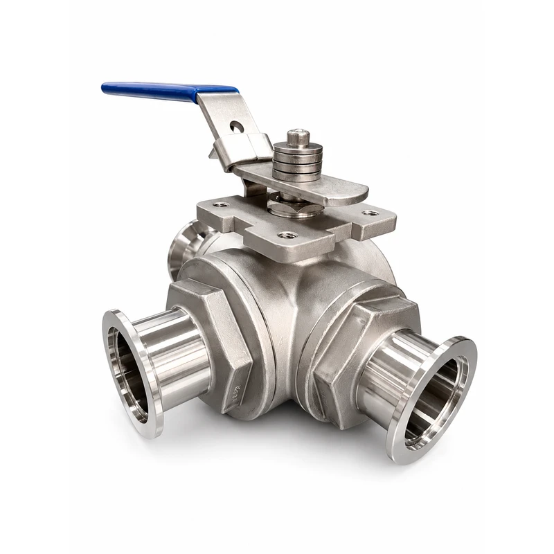 316 stainless manual 3-way vacuum valve with NW/KF flange and L/T-port handle - YZNG TRONG