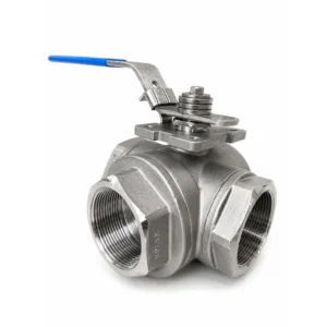 Manual 3-way ball valve, 316 stainless steel, T-port L-port, 1000 WOG