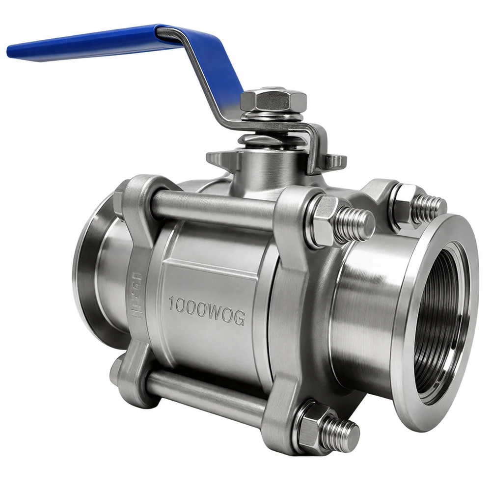 Three-piece stainless steel manual vacuum valve