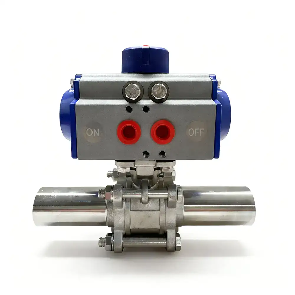 Pneumatic 3 pcs Extended Butt Weld Ball Valve