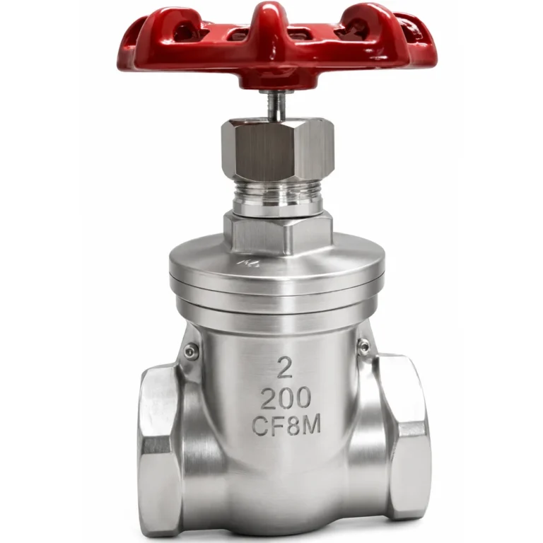 316 stainless threaded gate valve, CF8M body, 200 WOG, with red handwheel - YZNG TRONG