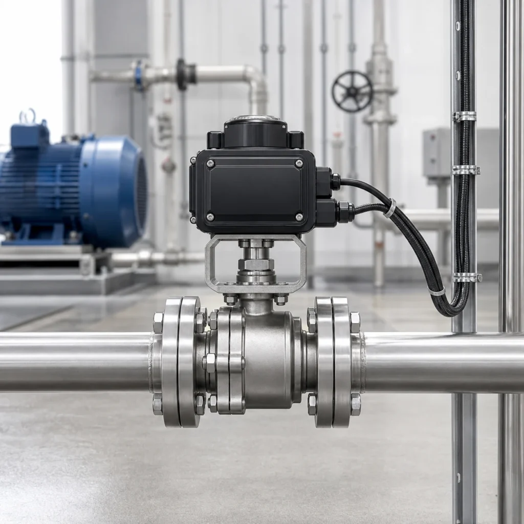 Stainless steel electric ball valve with quarter-turn actuator