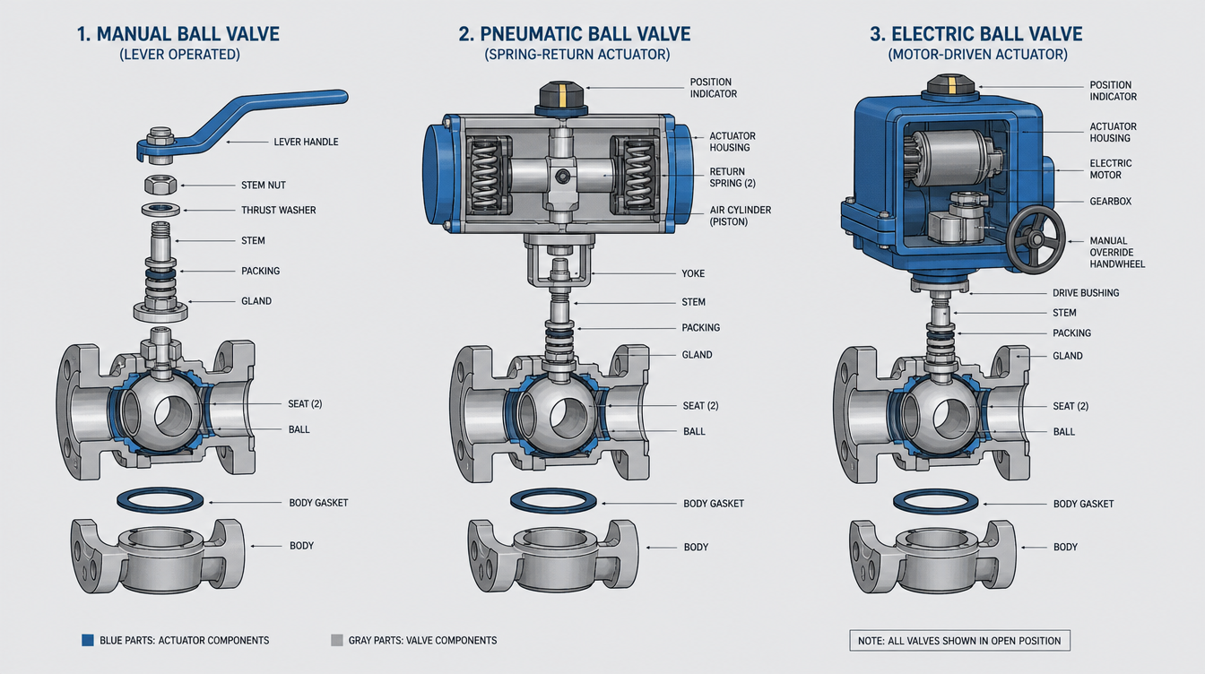 Ball Valve Types Explained: Manual vs. Pneumatic vs. Electric