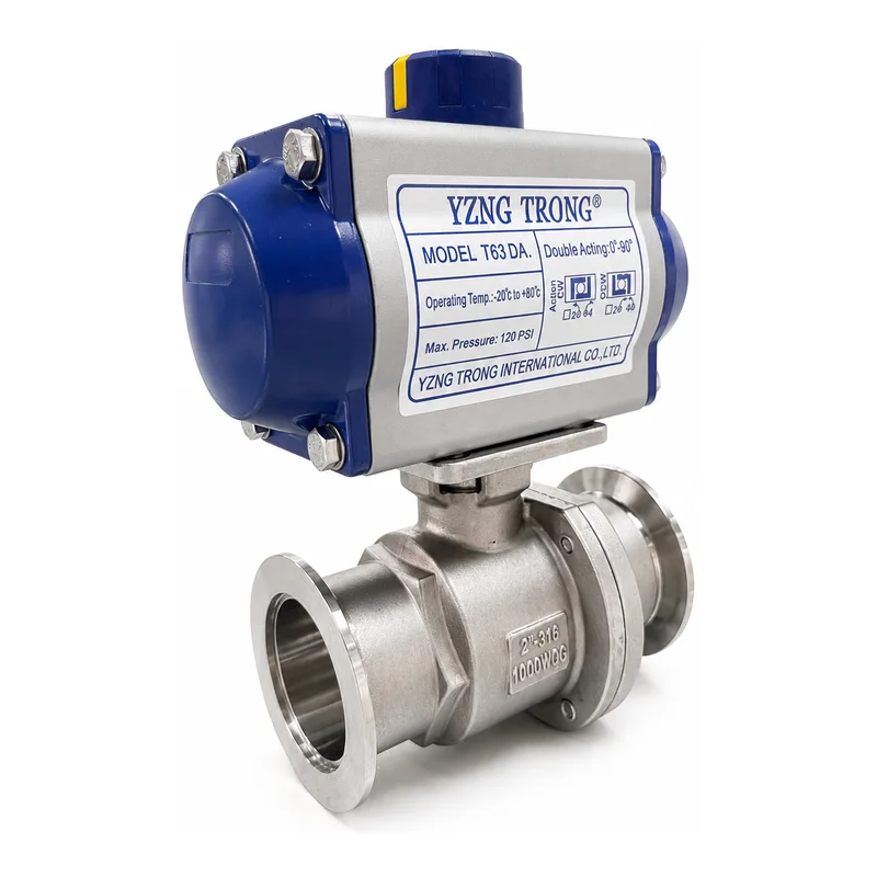 Vanne à bille pneumatique en acier inoxydable 316 avec raccords à bride ISO-KF NW50