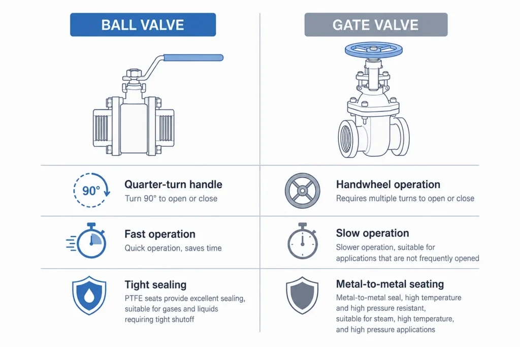 ball valve vs gate valve comparison of operation, speed and sealing