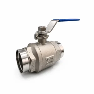 Two-piece butt weld ball valve in 316 stainless steel, 1000 WOG, full port with lever handle