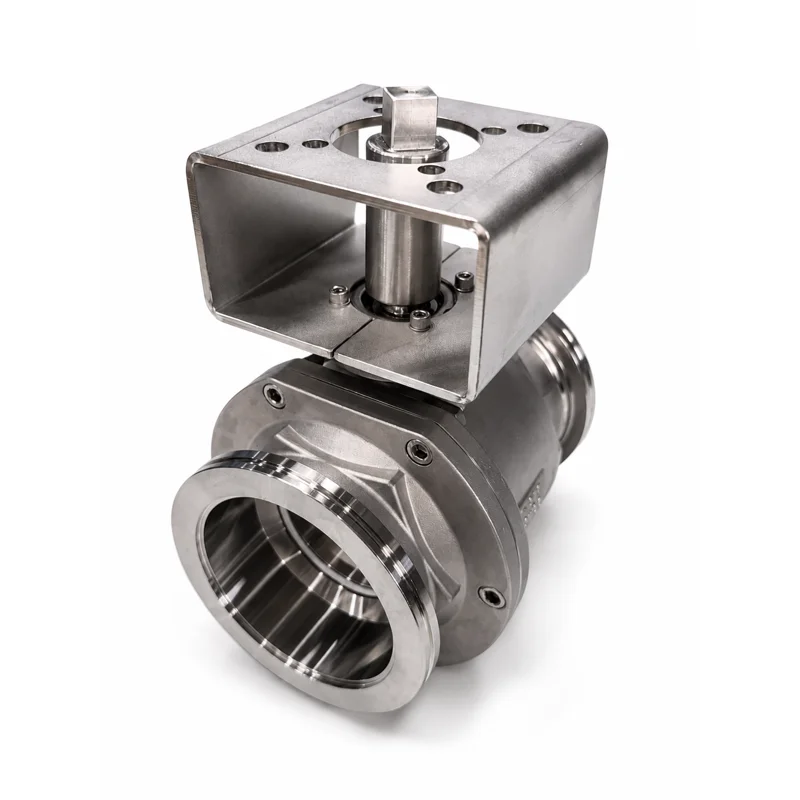 Stainless steel ISO100 high platform vacuum ball valve, bare shaft with ISO 5211 mounting bracket